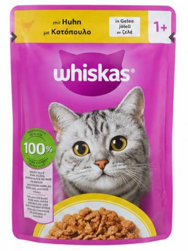 پوچ گربه ویسکاس ترک با طعم مرغ در ژله whiskas Adult Chicken in jelly