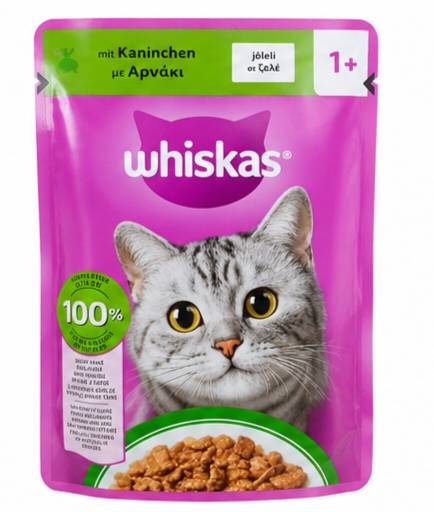 پوچ گربه ویسکاس با طعم گوشت بره در ژله Whiskas Lamb in Jelly وزن 85 گرم